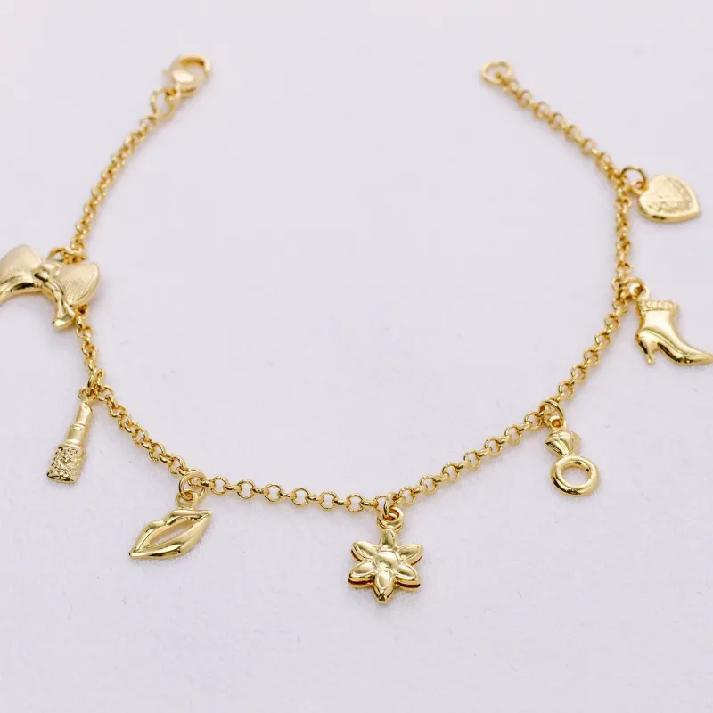 PULSEIRAS BÁSICA COM PINGENTES BANHO OURO 18K