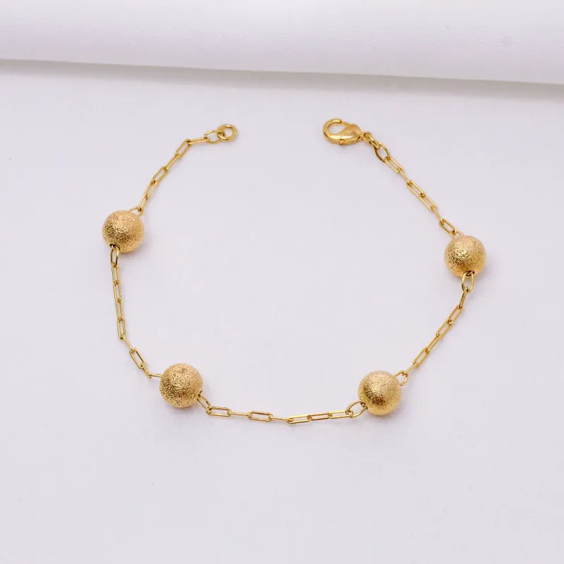 PULSEIRA BOLA FOSCA BANHO OURO 18K