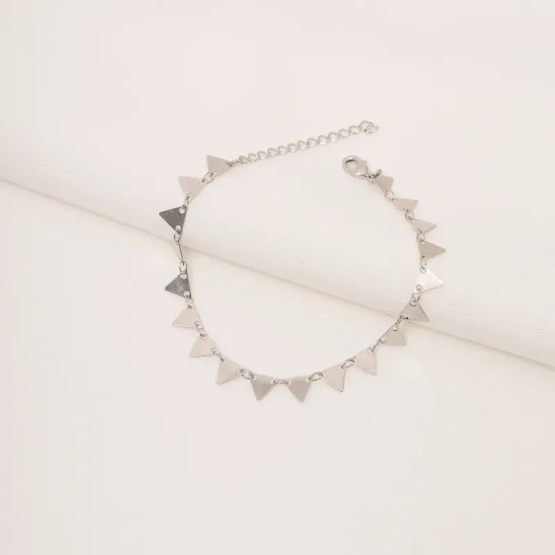 PULSEIRA TRIÂNGULOS BANHO RÓDIO BRANCO