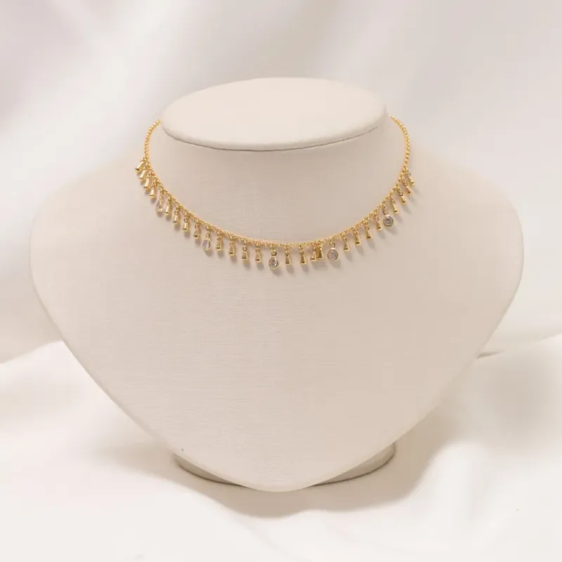 CHOKER ZIRCÔNIA GOTA BANHO OURO 18K