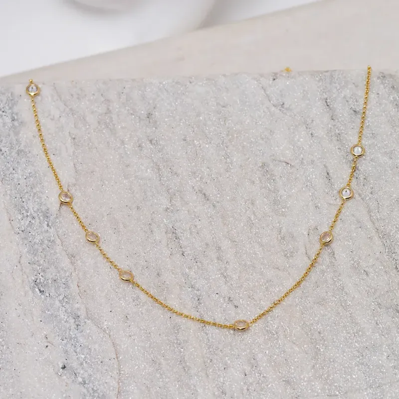 CHOKER P COM ZIRCÔNIA CRISTAL BANHO OURO 18K