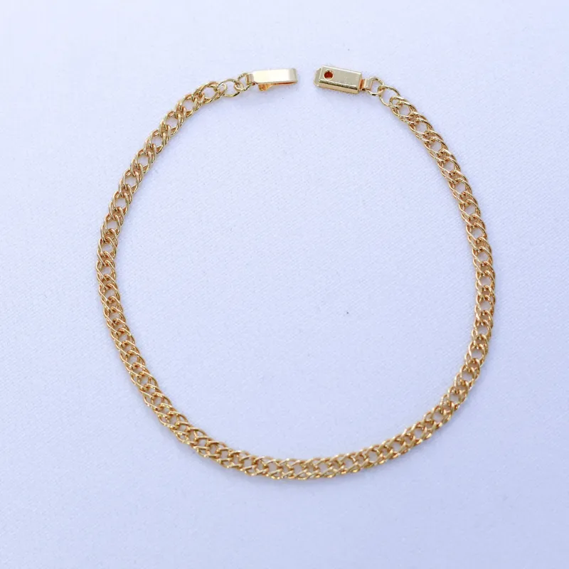 PULSEIRA MASCULINA ELOS ENTRELAÇADOS BANHO OURO 18K