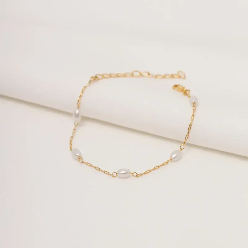 PULSEIRA PÉROLAS P BANHO OURO 18K