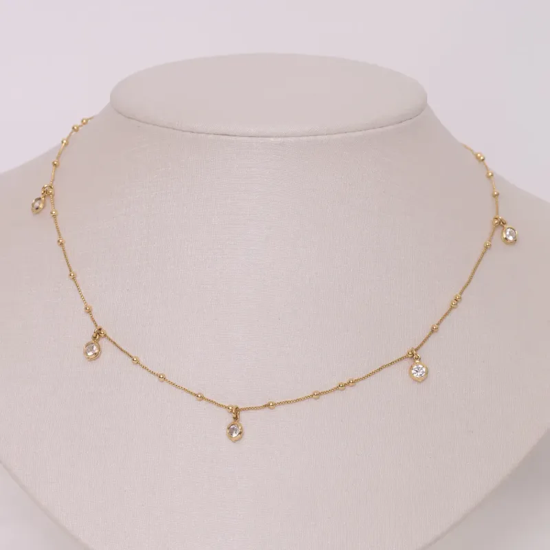 CHOKER  BOLINHA COM ZIRCÔNIA BANHO OURO 18K