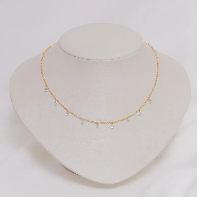 COLAR CHOKER CRISTAL BANHO OURO 18K