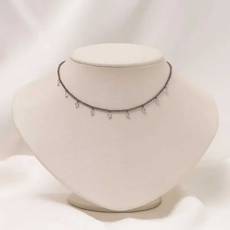 CHOKER COM ZIRCÔNIA BANHO RÓDIO NEGRO