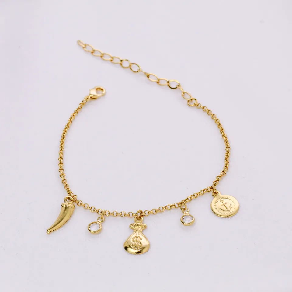 PULSEIRA PINGENTE SORTE BANHO OURO 18K