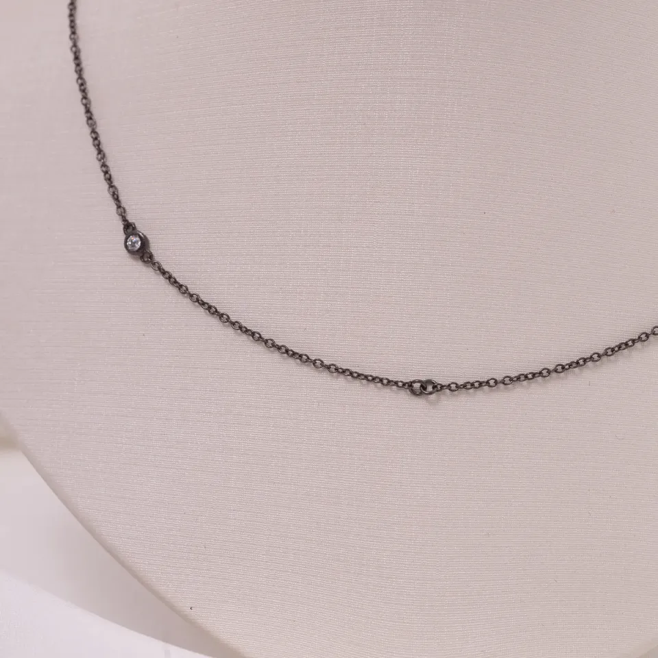 CHOKER BÁSICA BANHO RÓDIO NEGRO