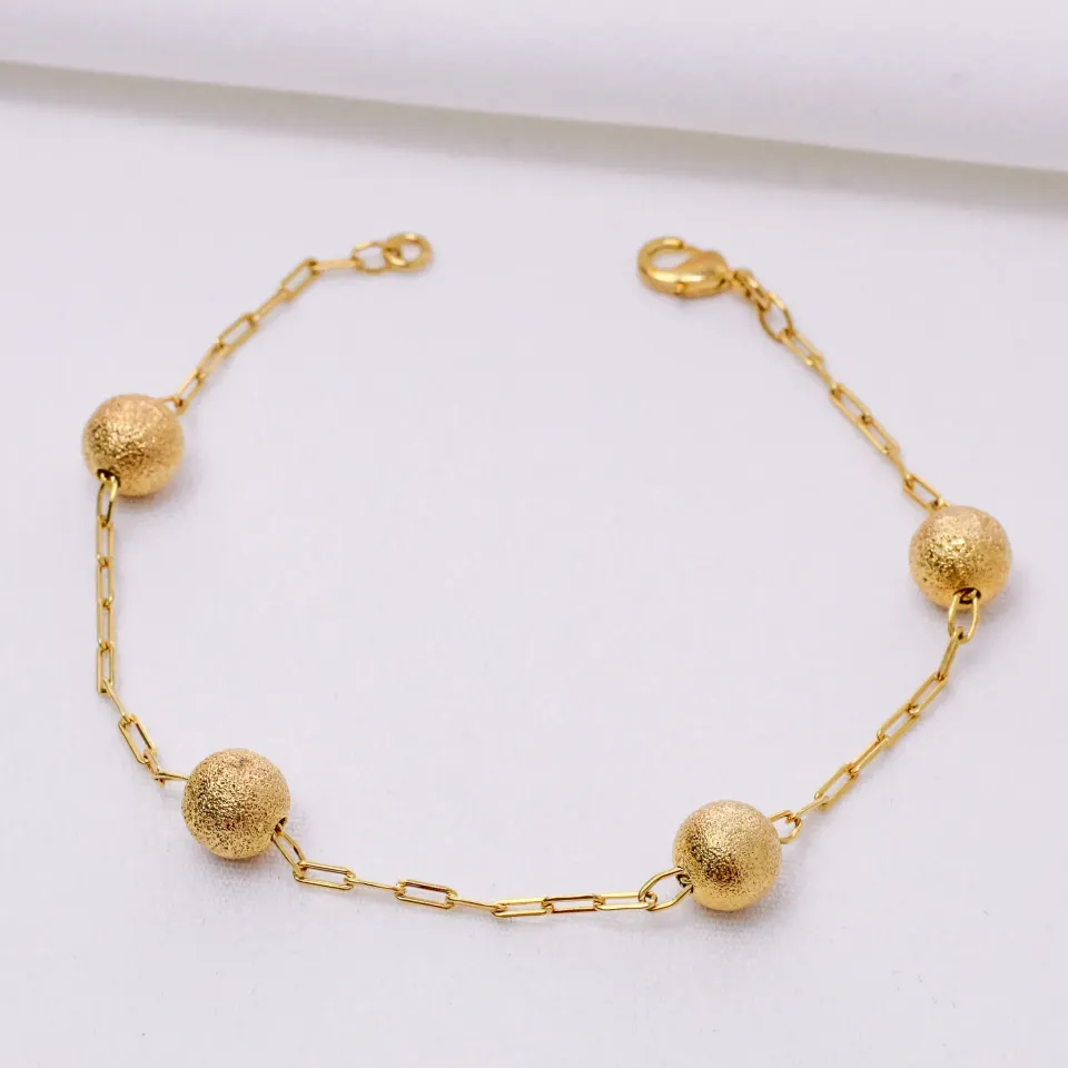 PULSEIRA BOLA FOSCA BANHO OURO 18K