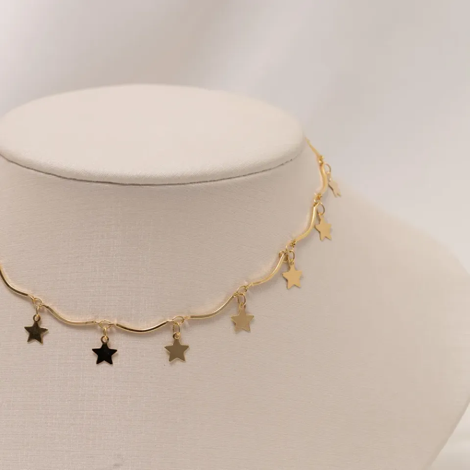 CHOKER ESTRELA BANHO OURO 18K