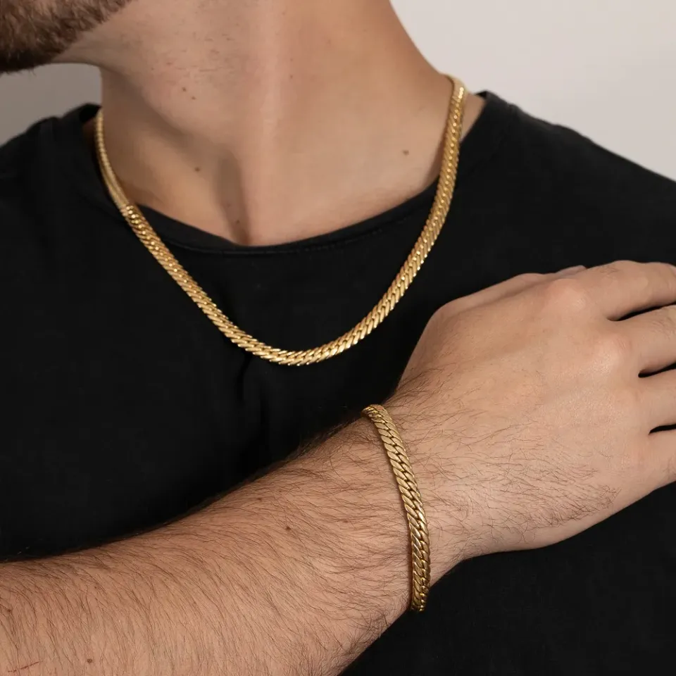 CORRENTE MASCULINA ELO GRUMET POLIDO BANHO OURO 18K