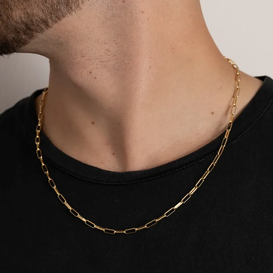 CORRENTE MASCULINA ELOS CARTIER BANHO OURO 18K