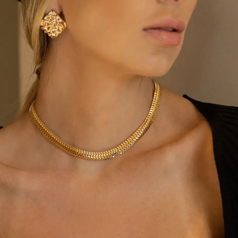 CHOKER TRATORADA GG BANHO OURO 18K