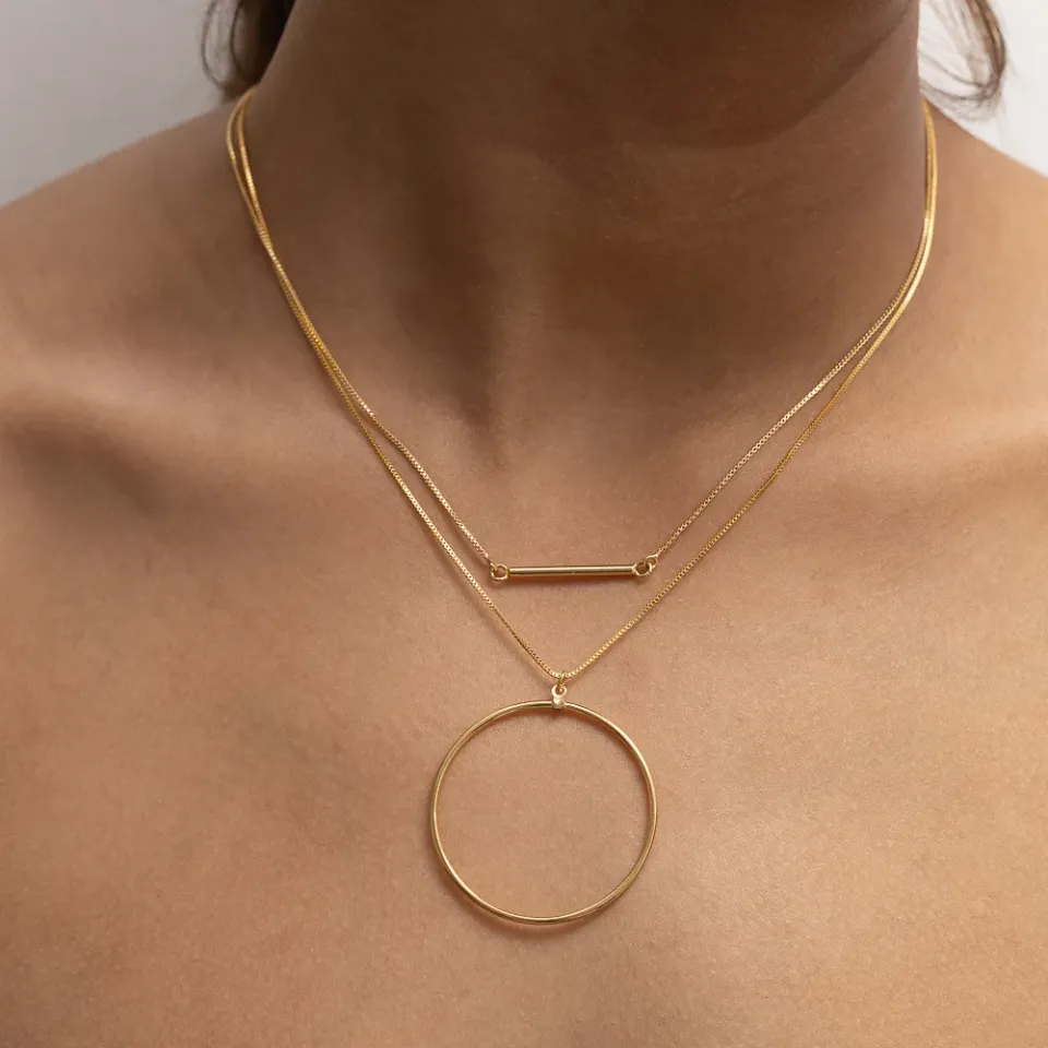 COLAR MINIMALISTA LISO BANHO OURO 18K