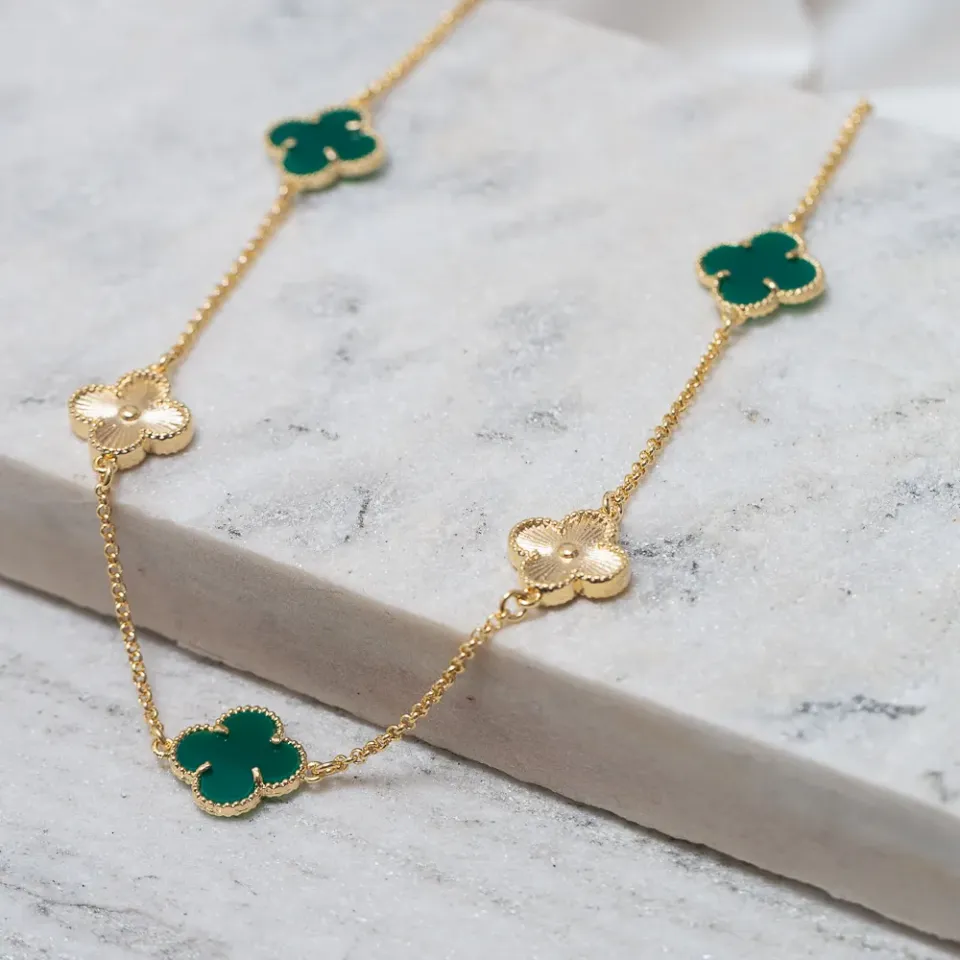 CHOKER VIRGINIA PEDRA VERDE E COM ZIRCÔNIA CRISTAL BANHO OURO 18K