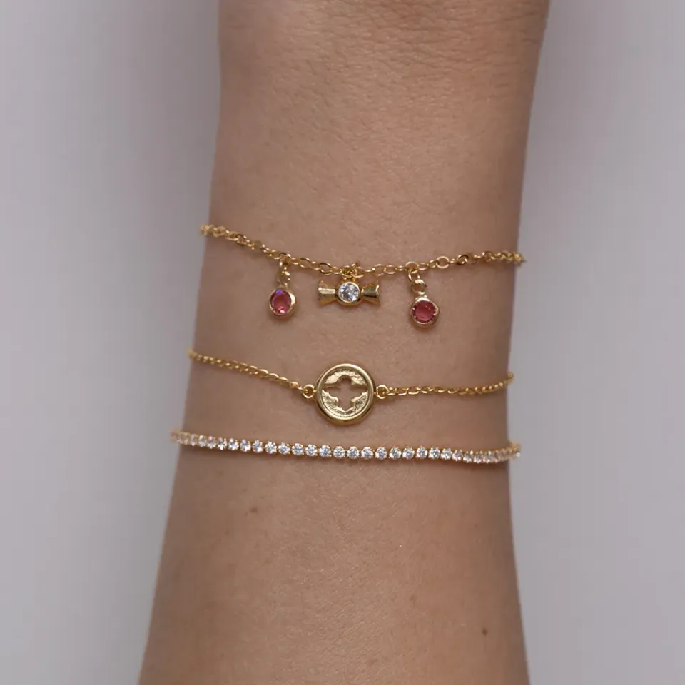 PULSEIRA INFANTIL ESPÍRITO SANTO BANHO OURO 18K