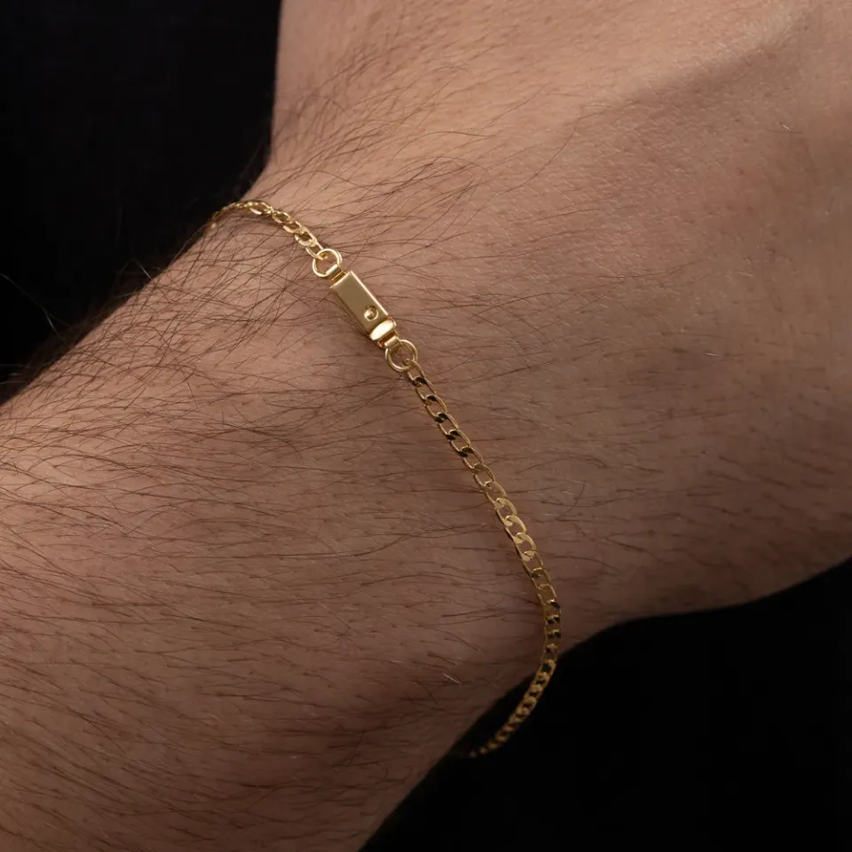 PULSEIRA MASCULINA ELOS GRUMET 2MM BANHO OURO 18K