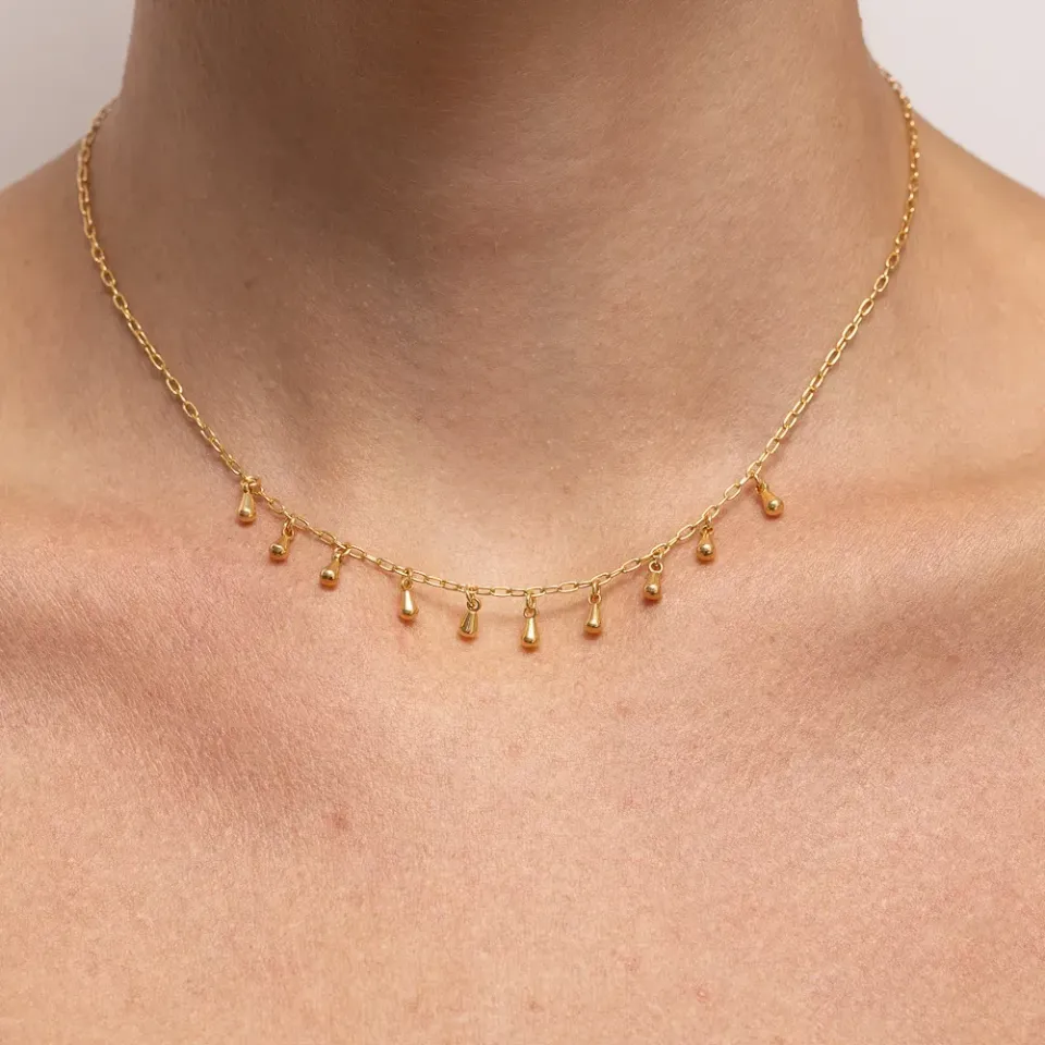 CHOKER GOTINHAS PENDURADAS BANHO BANHO OURO 18K